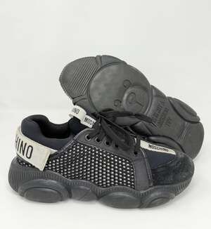 Moschino Teddy Bear Sneakers Black Size 40 “This Is Not A Moschino Toy” Used